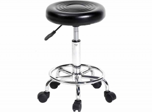 Lowanderwerkkrukopwielen-Verstelbaretabouret-Zwart