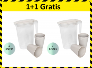 MichelinoTransparanteKarafmet4KunststofBekers-1Liter11Gratis