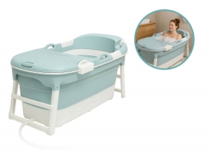 ParcuraXLOpvouwbaarZitbad-148cm-RuimComfortabelCompactOpbergen-BlauwWit