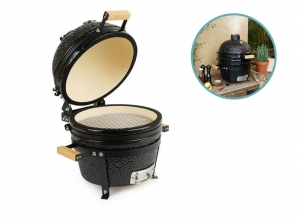 909OutdoorKamadoBBQ-15inchKeramischebarbecue-33cmgrillrooster-Zwart