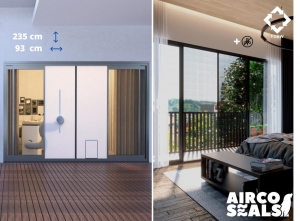 DeurafdichtingskitMobieleAirco-MetHor-235x93CM-MetHondenKattenluik-LuxeUitvoering-Magneetsluiting