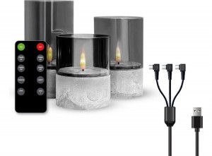 FlinQLuxeOplaadbareLEDKaarsen-Grijs-Stonelook