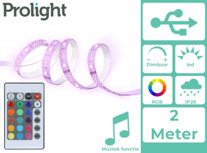 ProlightLEDstripRGBUSBTVmuziek2metermetafstandsbediening