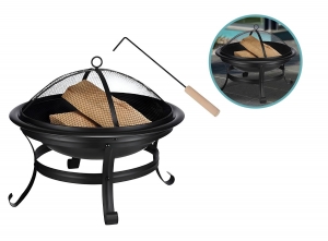 HiVuurschaalVuurkorf56x48cm-MetVonkenbescherming-Zwart