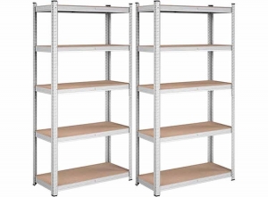 2xProfecoheavydutyopbergrek180x90cm-Stellingkast10planksx175kg-RVS