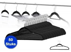 50Stevigesuedekledinghangers-Zwartekleerhangers