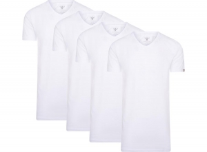 4-packCappuccinoWitteT-ShirtV-hals-ExtraLangeT-shirts