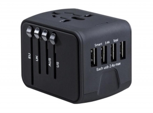 FedecUniverseleWereldstekkermet4USBPoorten-InternationaleReisstekkervoor150landen-Zwart