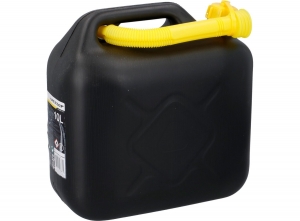 DunlopJerrycan10Liter-BenzineenWater-UN-GecertificeerdvoorGevaarlijkeVloeistoffen-InclTrechterBenzineslang-ZwartGeel