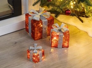 HiLedGeschenkdoos-3Delig-3Maten-RoodMetZilvergrijzeStrik