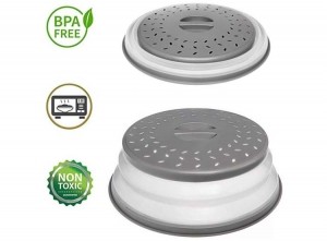 FEDECVergietDeksel-27CM-Inklapbaar-Magnetronbestendigd-Grijs