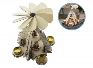 HoutenKerstpiramidemetwaxinelichthouders225x225x285cm