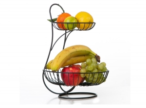 YnonaFruitschaal-2Laags-Zwart-Fruitmand