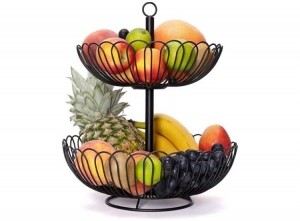 FEDECFruitschaal-Fruitmandmetaal-2Laags-Zwart