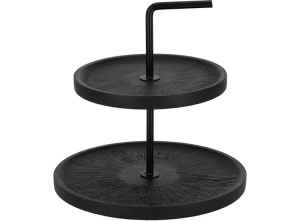 XEMMServeertoren-Etagere-Mangohout-2laags-26x28cm-Zwart