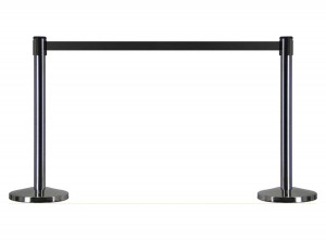 Afzetpaalmetaal-2stuks-Afzetpaaltjesmetuittrekbaarlint-ChroomZwart