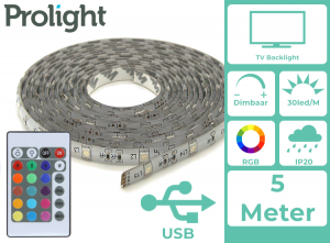 ProlightLED-Strip-Multicolour-2Meter-USB-Aangedreven-VoorTV-MetAfstandsbediening