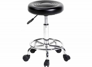 Lowanderwerkkrukopwielen-Verstelbaretabouret-Zwart