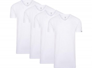 4-packCappuccinoWitteT-ShirtV-hals-ExtraLangeT-shirts