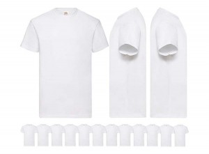 12WitteFruitoftheLoomHerenT-shirts-Rondehals