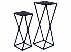 LifaLivingPlantenhouderNantes-Setvan2-NaturelZwart-Industrieel-MetaalHout-GedraaidFrame-26x26x73cm-215x215x57cm