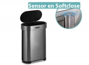 FlinQSensorBin60LPrullenbak-RVS-AutomatischmetSoftcloseDeksel