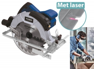 Hyundaicirkelzaag1200W-metlaser-Inclusiefzaagblad185mmvoorhout
