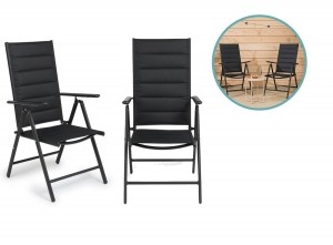 2-pack909OutdoorAluminiumTuinstoel-InclusiefPadding-Zwart