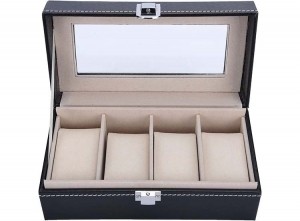 LowanderHorlogebox-HorlogedoosvoorHerenDames-Voor4Horloges-Zwart
