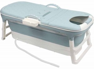 ParcuraXLOpvouwbaarZitbad-148cm-RuimComfortabelCompactOpbergen-BlauwWit