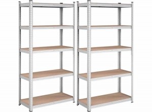 2xProfecoheavydutyopbergrek180x90cm-Stellingkast10planksx175kg-RVS