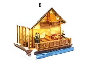 ChaletwithFisherwithLEDPolyresin21cmSantaville-Santaville