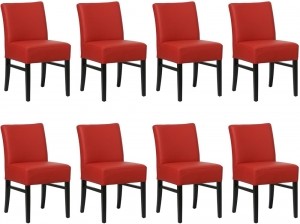 Setvan8RodelerenlandelijkeeetkamerstoelenHold-ToledoLeerDucatiroodleer