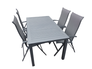 SetvanEstetafel160x90cmgrijsen4Luccastoelenantraciet-Suns