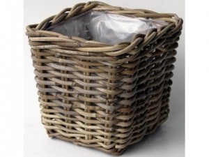 BloembakBakRotanAntiqueGrey33X33H30cm-Vanderleeden