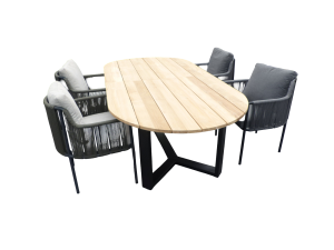 SetvanKaihoutafel260x122x76cmovaalteaken4Umistoelengroen-Yoi