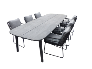 SetvanLennontafel280x110x76cmcharcoalen6Ranstoelenpantherinclkussens-Yoi