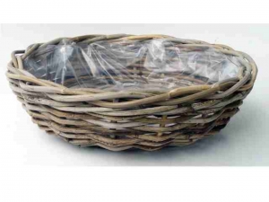 BloempotSchaalRotanAntiqueGreyD41H12cm-Vanderleeden