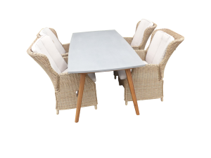 SetvanCopenhagentafel180x90cmen4Darwinverstelbarestoelenrattan-Eurofleuraanbieding