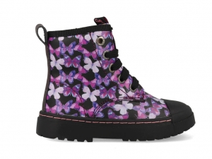 ShoesmeBootBikerBlackPinkButterflySW21W011-Azwartmaat