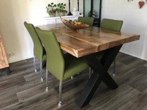 Setvan4lereneetkamerstoelen-metwieltjes-groenleer-EchtleerModernontdekdeveleLeersoortenenKleurenbijShopX