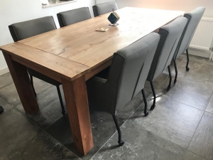 Setvan6lereneetkamerstoelen-metarmleuningenwieltjes-zwartleer-EchtleerModernontdekdeveleLeersoortenenKleurenbijShopX