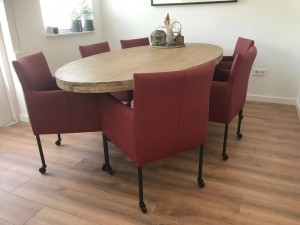 Setvan6lerenkuipeetkamerstoelen-metwieltjes-roodleer-EchtleerModernontdekdeveleLeersoortenenKleurenbijShopX