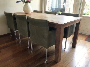 Setvan6lerenkuipeetkamerstoelen-metwieltjes-groenleer-EchtleerModernontdekdeveleLeersoortenenKleurenbijShopX
