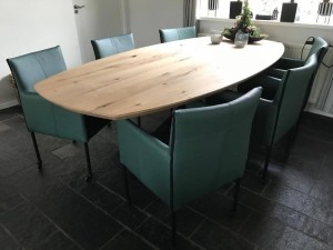 Setvan6lerenkuipeetkamerstoelen-metwieltjes-groenleer-EchtleerModernontdekdeveleLeersoortenenKleurenbijShopX