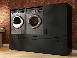 KastWASHING2machinesnaastelkaarmetkast1deur2ladesMEDIUMzwart