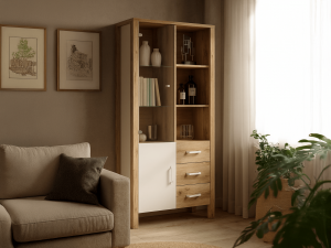 VitrinekastOLIANNE2deuren3ladesnatuurlijkeeikwit