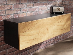 Tv-meubelKINGSTON1klapdeur105cmzwarteeikgoudeneik