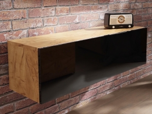 Tv-meubelKINGSTON1klapdeur105cmgoudeneikhoogglanszwart