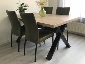 Setvan4lereneetkamerstoelen-groenleer-EchtleerModernontdekdeveleLeersoortenenKleurenbijShopX